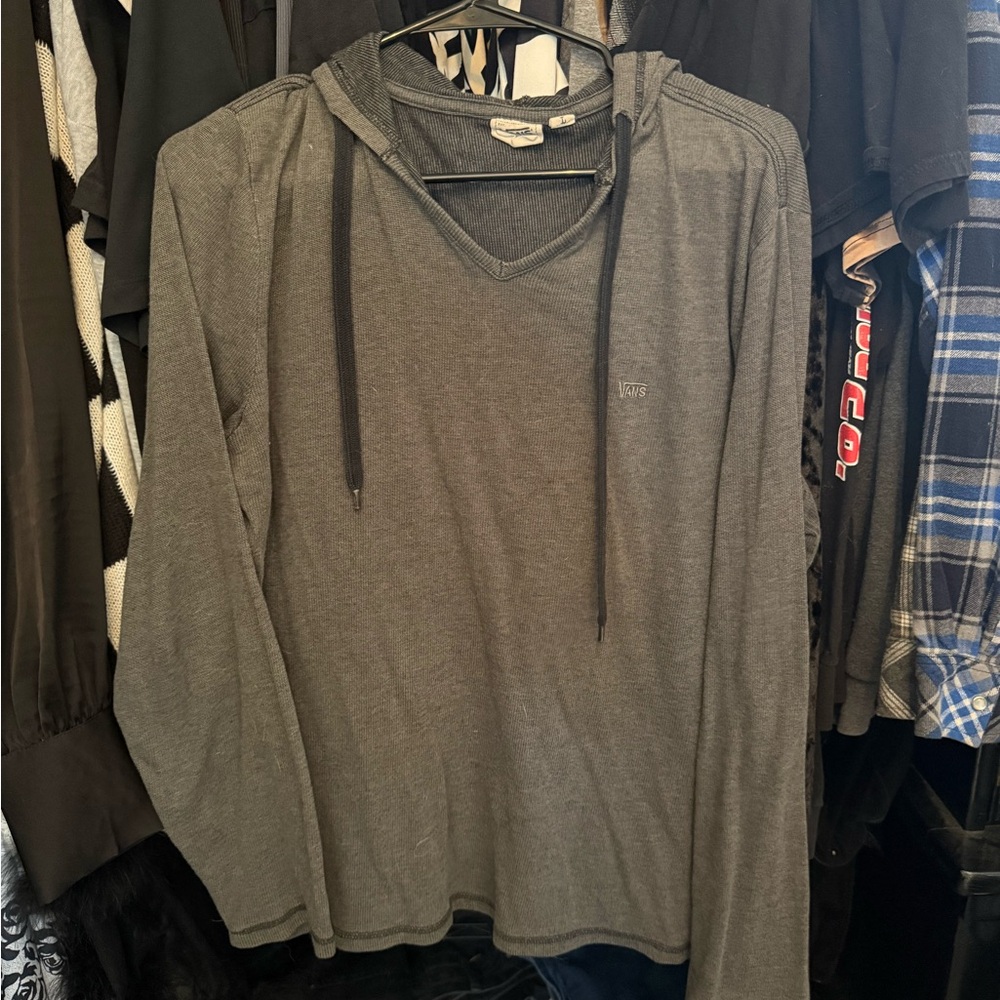 Vans Charcoal Hooded Long Sleeve Top
